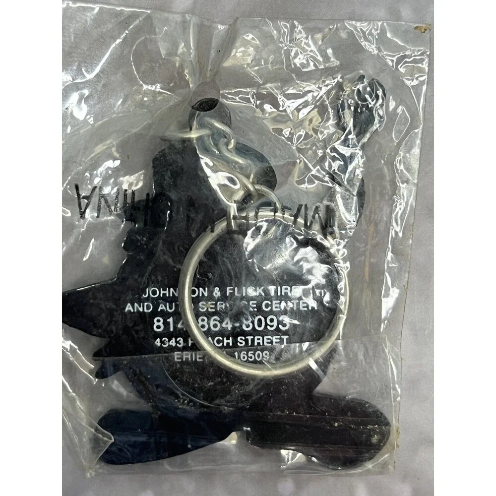 Johnson & Flick Tire Auto Repair Shop Erie Pennsylvania Vintage Keychain Keyring